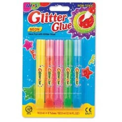 1 Lot De 5 Tubes De Colle Pailletees Glitter Glue Neon