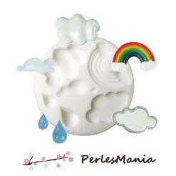 1 MINI MOULE EN SILICONE NUAGE, GOUTTE, ARC EN CIEL CREATIONS FIMO SCULPEY CERNIT Ref 284445