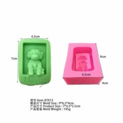1 Pc Amour Chiot Chien 3D Silicone Savon Moule Argile Gypse Moule Cire Bougie Uv Résine Chocolat Gât