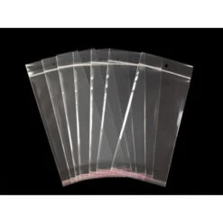 100pc Transparent En Plastique Auto-adhésif Pour Sceller Les Sacs W/ Accrocher Trou 11x20cm, Merceri