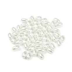 10g 2 En Plastique Blanc Perle D'Imitation De Perles De Vue 6x10mm D'Olive, L'Échelle De Tirant Trou