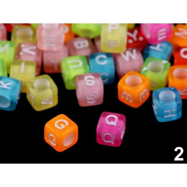 1bag 2 Mélange Des Couleurs Des Perles En Plastique Cube Avec Des Lettres De 6mm, Autres 2 1bag 2 Mélange Des Couleurs Des Perles En Plastique Cube Avec Des Lettres De 6mm, Autres – Image 2