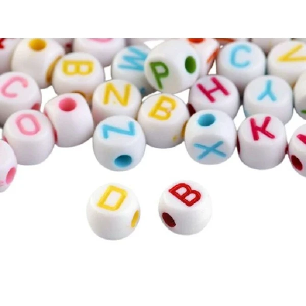 1bag Ix De Couleurs En Plastique Ronde Perles Avec Des Lettres Ø7mm, D'Autres 1 1bag Ix De Couleurs En Plastique Ronde Perles Avec Des Lettres Ø7mm, D'Autres