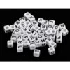 1bag Ix Noir-blanc Perles De Plastique Cube 6mm Avec Des Lettres, D'Autres