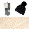 1pc Blanc Crème Pompon Chapeau Strass Crochet Tricot Chapeau Cap Kit Fait à La Main Pour Les Débutan