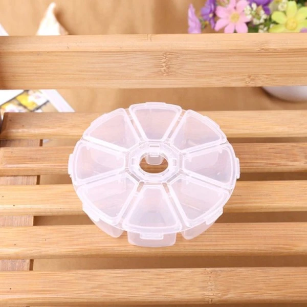 1pc Transparent En Plastique Ronde 8 Bac Perle Outil Conteneur Boîte De Rangement, Bricolage De L'Ar 2 1pc Transparent En Plastique Ronde 8 Bac Perle Outil Conteneur Boîte De Rangement, Bricolage De L'Ar – Image 2