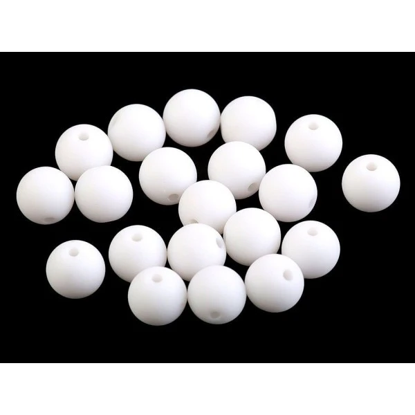 20pc (01) Blanc Mat Acrylique Perles Ø10mm, Plastique 2 20pc (01) Blanc Mat Acrylique Perles Ø10mm, Plastique – Image 2