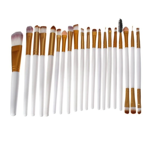 20pcs Set En Or Blanc Pinceaux De Maquillage En Plastique De Fibre Artificielle Make-up De La Fondat 1 20pcs Set En Or Blanc Pinceaux De Maquillage En Plastique De Fibre Artificielle Make-up De La Fondat