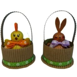 2pcs Kit De Bricolage Lièvre De Pâques Et Le Poulet Dans Un Panier De Décoration De Décoration Pour