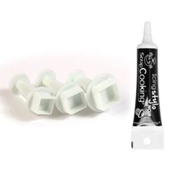 3 Emporte-pièces à Poussoir En Plastique Carré + Stylo De Glaçage Noir