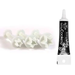 3 Emporte-pièces à Poussoir En Plastique Etoile + Stylo De Glaçage Noir