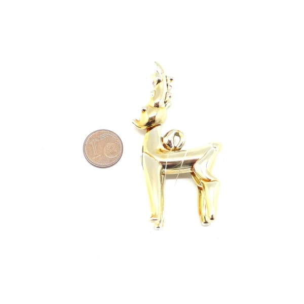 3 Rennes À Suspendre En Verre De Couleur Doré Reflet Argenté, Orangé Thème Noël 2 3 Rennes À Suspendre En Verre De Couleur Doré Reflet Argenté, Orangé Thème Noël – Image 2