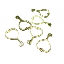 4 Breloques Pendentifs CLEFS Coeur Doré Pour Création De Resine Ou Fimo HT505G