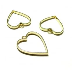 4 Breloques Pendentifs Coeur Or Pour Création De Resine Ou Fimo HS4712E