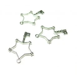 4 Breloques Pendentifs SCEPTRE ETOILE CLE Argent Platine 43mm Pour Créations En Résine Et Fimo H509P