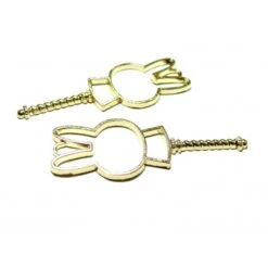 4 Breloques Pendentifs SCEPTRE LAPIN DORE 65mm Pour Création De Resine Ou Fimo H503G