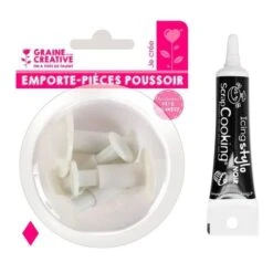 4 Emporte-pièces à Poussoir En Plastique Losange + Stylo De Glaçage Noir