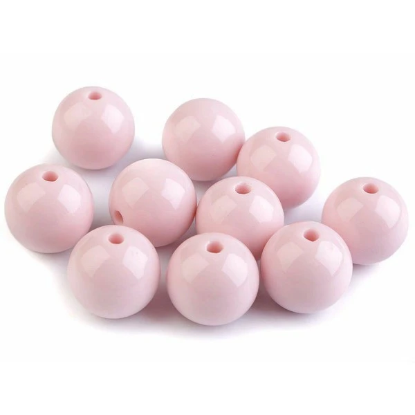 5pc Rose Pâle En Plastique Perles Rondes De Couleur Ø20mm, Opaque 1 5pc Rose Pâle En Plastique Perles Rondes De Couleur Ø20mm, Opaque
