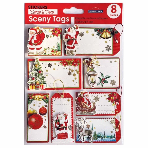 8 étiquettes Cadeaux Autocollantes - Père Noël Traditionnel 1 8 étiquettes Cadeaux Autocollantes - Père Noël Traditionnel
