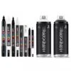 8 Marqueurs POSCA - PC5M - PC1M - PC1MR - PC3M - 2 Bombes Hardcore - Noir Blanc