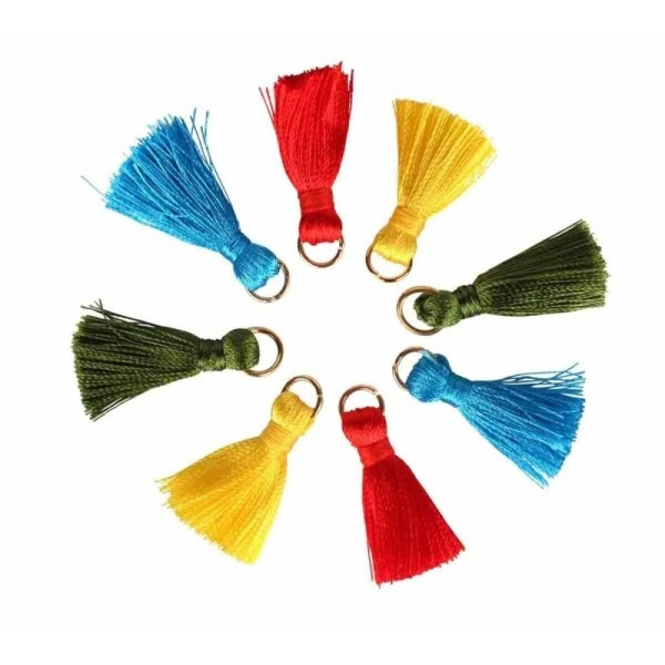 8 Mini Pompons Coton Assortis - Ctop 1 8 Mini Pompons Coton Assortis - Ctop