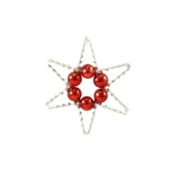 Argent Rouge à Étoiles Tchèque De Bohême De L'Arbre De Noël De Cadeaux Ornements De Perles De Verre