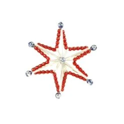 Argent Rouge Magic Star Tchèque De Bohême De L'Arbre De Noël De Cadeaux Ornements De Perles De Verre
