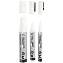 Creativ Company Assortiment De Feutres à Craie - Blanc - 3 à 15 Mm - 3 Pcs