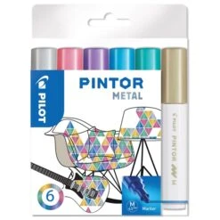 Pilot Assortiment De Feutres Pintor - Pointe Moyenne - Metal Mix - 6 Pcs