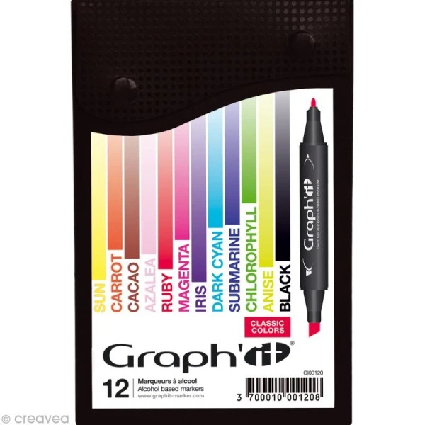 Assortiment Feutre à Alcool Graph'it Classic Colors X 12 1 Assortiment Feutre à Alcool Graph'it Classic Colors X 12