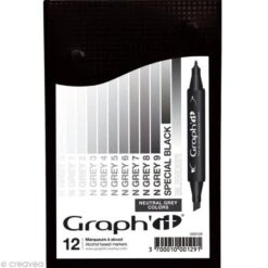 Assortiment Feutre à Alcool Graph'it Neutral Grey Colors X 12