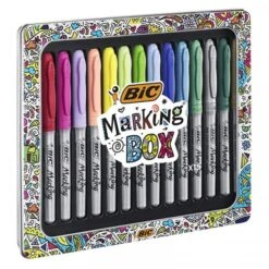 Boite 15 Marqueurs Permanents - Couleurs Intenses Et Métallisées - Bic