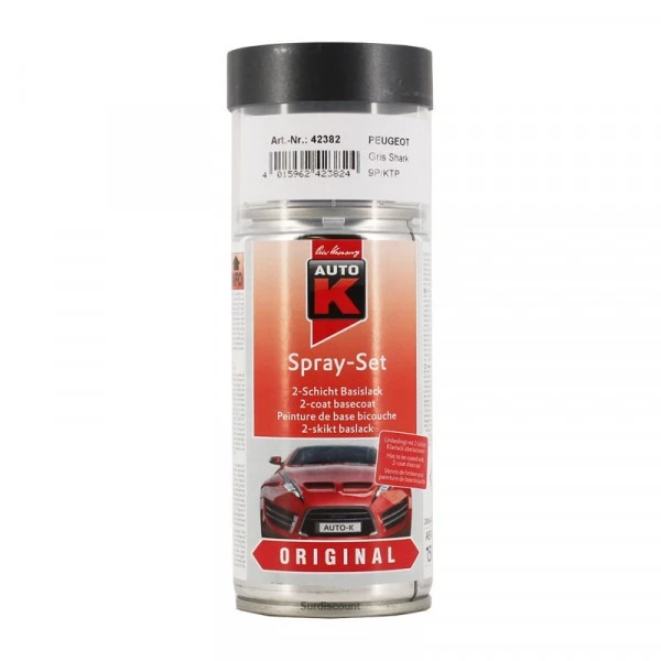 Bombe De Peinture Pour Carrosserie - Peugeot - 9P Gris Shark - 150ml - Auto K 1 Bombe De Peinture Pour Carrosserie - Peugeot - 9P Gris Shark - 150ml - Auto K