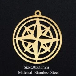 BU11220401112900 NO 12 PAX 1 Breloque Médaille - Boussole 30 Mm - Doré En Acier Inoxydable 201 - Pla