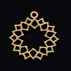 BU11220420170125 PAX 2 Breloques - Forme Géométrique Mandala - 18 Mm - Doré En Acier Inoxydable 201