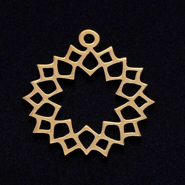 BU11220420170125 PAX 2 Breloques - Forme Géométrique Mandala - 18 Mm - Doré En Acier Inoxydable 201 1 BU11220420170125 PAX 2 Breloques - Forme Géométrique Mandala - 18 Mm - Doré En Acier Inoxydable 201