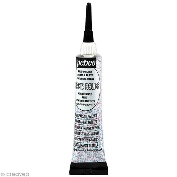 Pebeo Cerne Relief Transparent Pailleté 20 Ml 1 Pebeo Cerne Relief Transparent Pailleté 20 Ml