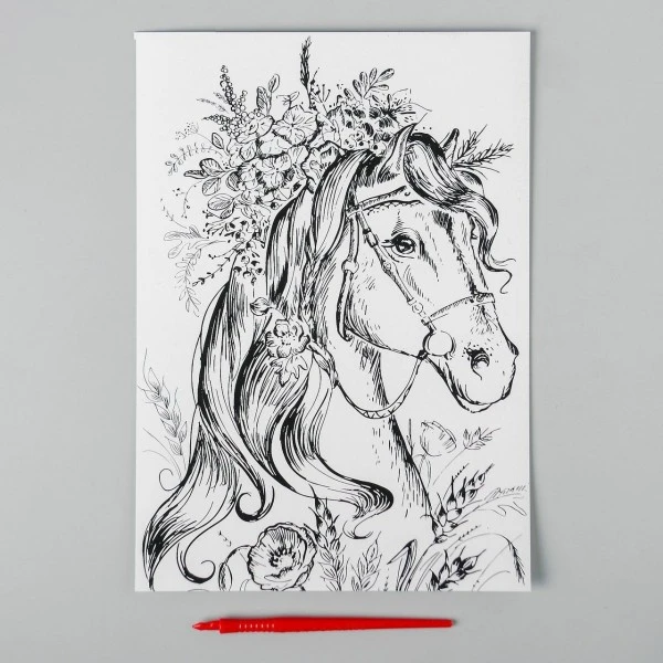 Cheval Animal Scratch Art Kit De BRICOLAGE, De L'Or Métallique Effet, La Gravure Trousse D'Artisanat 2 Cheval Animal Scratch Art Kit De BRICOLAGE, De L'Or Métallique Effet, La Gravure Trousse D'Artisanat – Image 2