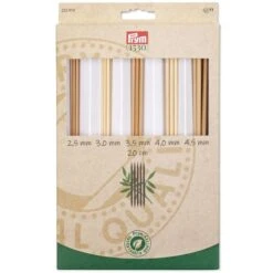 Prym Coffret D'Aiguilles à Tricoter Double Pointe En Bambou - N°2,5 à N°4,5 - 25 Pcs