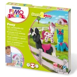 Coffret Fimo Kids, Chevaux, 4 Pains à Modeler Et Accessoires, Kit Créatif Enfant