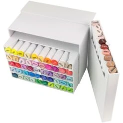 Coffret Graph'it Brush & Extra Fine - Marqueurs à Alcool Double Pointe - 60 Feutres