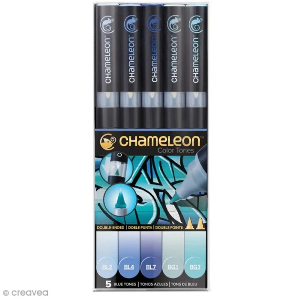 Coffret Marqueurs Chameleon - Blue Tones - 5 Feutres 1 Coffret Marqueurs Chameleon - Blue Tones - 5 Feutres