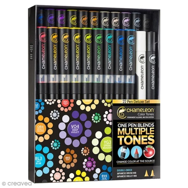 Coffret Marqueurs Chameleon - Deluxe - 22 Feutres 1 Coffret Marqueurs Chameleon - Deluxe - 22 Feutres