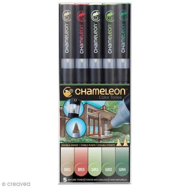 Coffret Marqueurs Chameleon - Nature Tones - 5 Feutres 1 Coffret Marqueurs Chameleon - Nature Tones - 5 Feutres