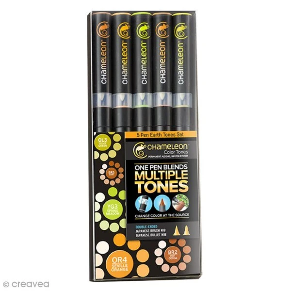 Coffret Marqueurs Chameleon - Terre - 5 Feutres 1 Coffret Marqueurs Chameleon - Terre - 5 Feutres