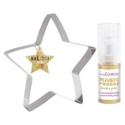 Découpoir à Pâtisserie Inox XXL Etoile + 1 Poudre Alimentaire Irisée Dorée