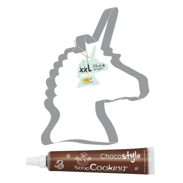 Découpoir à Pâtisserie Inox XXL Licorne + 1 Stylo Chocolat 1 Découpoir à Pâtisserie Inox XXL Licorne + 1 Stylo Chocolat