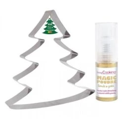 Découpoir à Pâtisserie Inox XXL Sapin + 1 Poudre Alimentaire Irisée Dorée