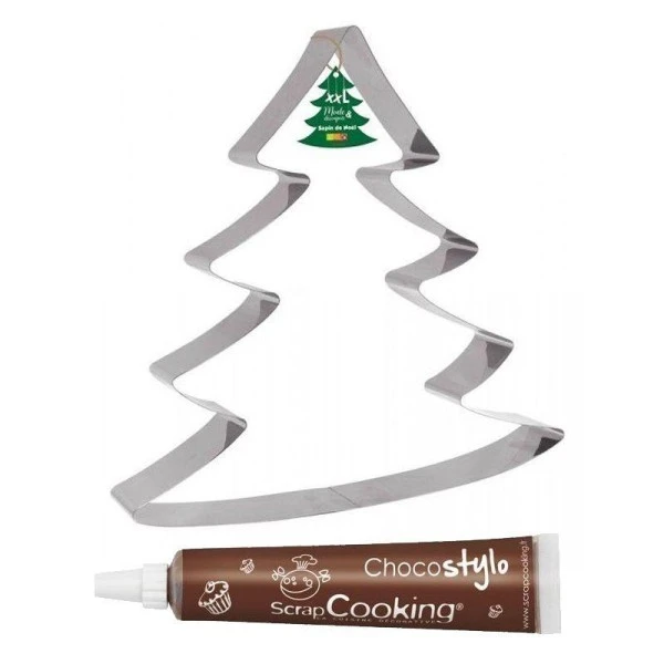 Découpoir à Pâtisserie Inox XXL Sapin + 1 Stylo Chocolat 1 Découpoir à Pâtisserie Inox XXL Sapin + 1 Stylo Chocolat