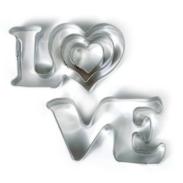 Emportes-pièces Love Et 2 Petits Coeurs, Inox Alimentaire, Diamètre 2,3,6 Cm 1 Emportes-pièces Love Et 2 Petits Coeurs, Inox Alimentaire, Diamètre 2,3,6 Cm